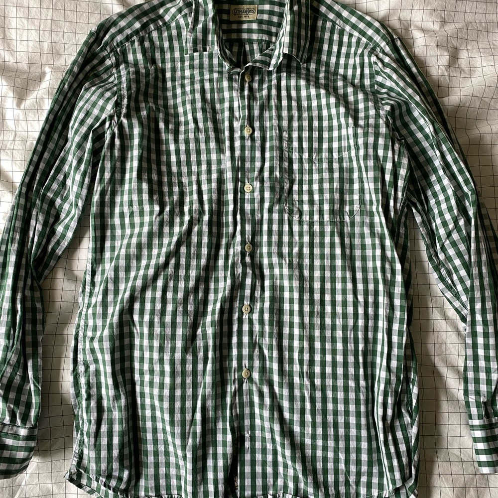 Gitman Bros Green Gingham Button Up